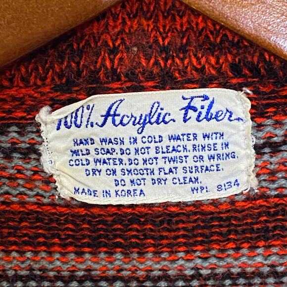 Tribal Knit Mock Sweater Set Size Small Acrylic Made in Korea Vintage 1980s - Picture 7 of 7